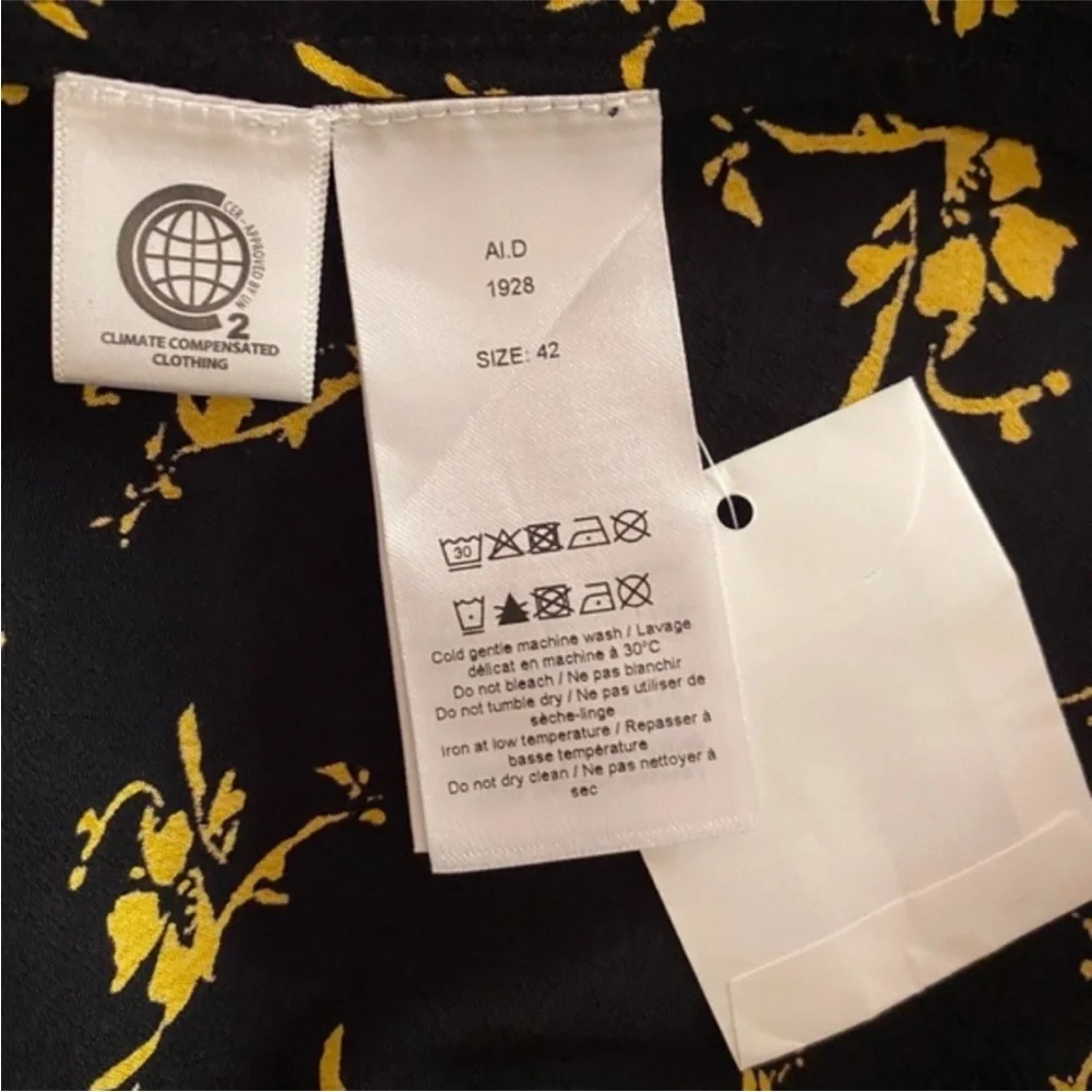 NEW Ganni Printed Crepe Skirt Black 42